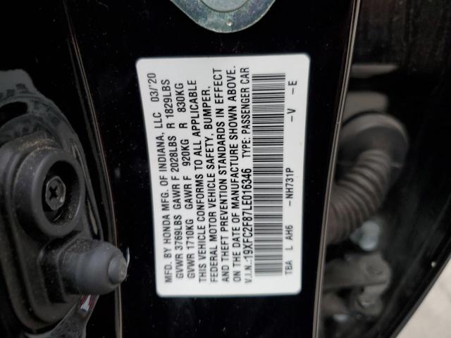 19XFC2F87LE016346 - 2020 HONDA CIVIC SPORT 黑色 照片 12