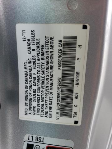 2HGFG3B06CH526543 - 2012 HONDA CIVIC EXL Gümüş foto 12