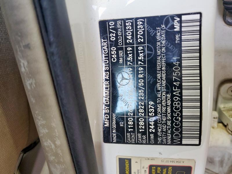 WDCGG5GB9AF475041 - 2010 MERCEDES-BENZ GLK 350 白色 照片 13