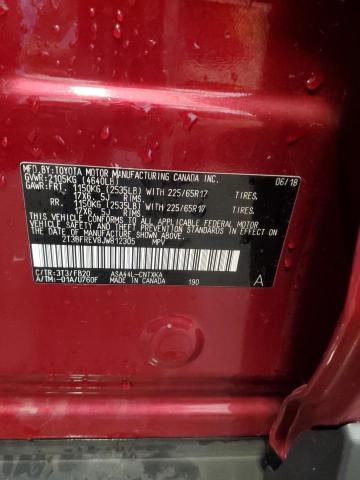 2T3BFREV8JW812305 - 2018 TOYOTA RAV4 LE 红色 照片 13