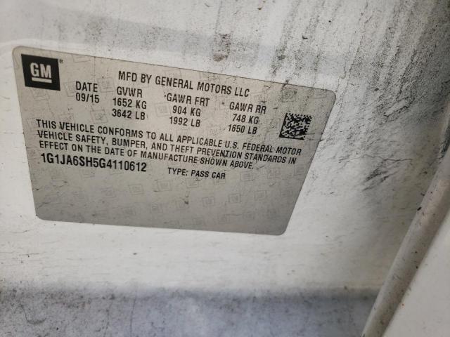 1G1JA6SH5G4110612 - 2016 CHEVROLET SONIC LS WHITE photo 12