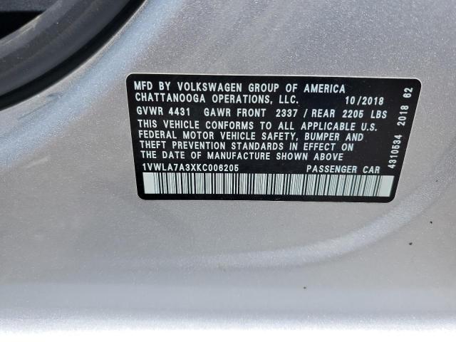 1VWLA7A3XKC006205 - 2019 VOLKSWAGEN PASSAT WOLFSBURG 银色 照片 13