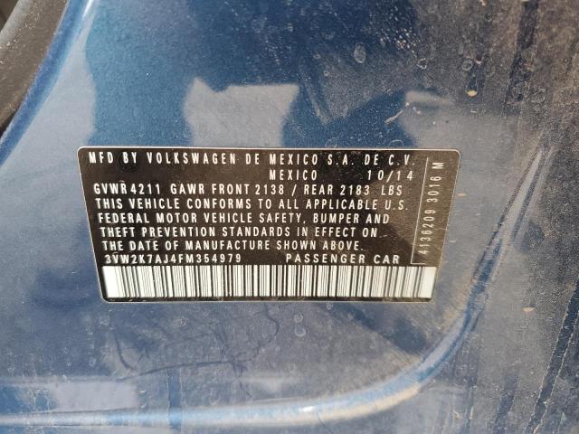 3VW2K7AJ4FM354979 - 2015 VOLKSWAGEN JETTA BASE BLUE photo 12