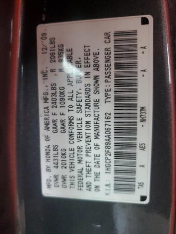 1HGCP2F89AA067162 - 2010 HONDA ACCORD EXL GRAY photo 12