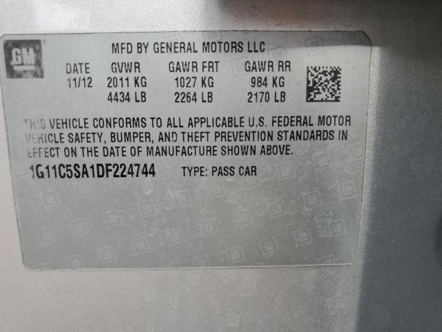 1G11C5SA1DF224744 - 2013 CHEVROLET MALIBU 1LT SILVER photo 12