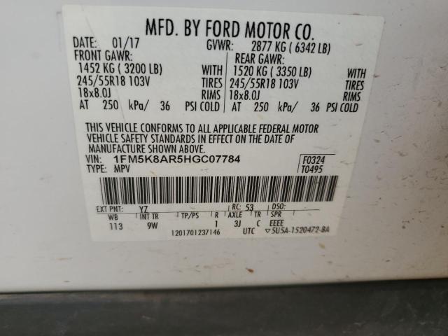 1FM5K8AR5HGC07784 - 2017 FORD EXPLORER POLICE INTERCEPTOR 白色 照片 13