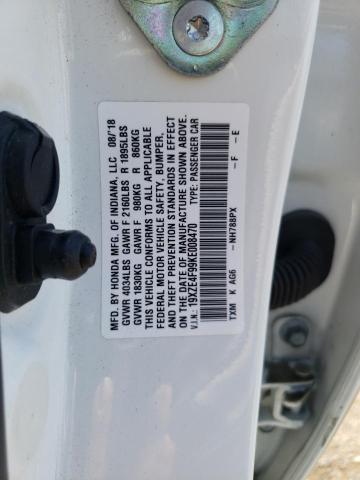 19XZE4F99KE008470 - 2019 HONDA INSIGHT TOURING WHITE photo 12