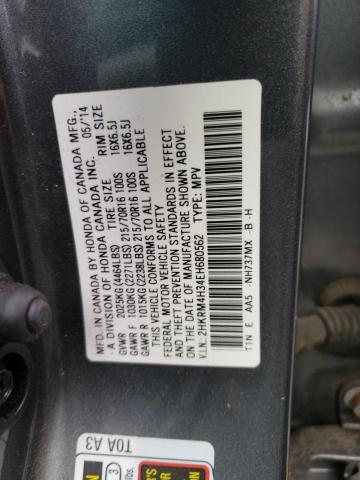 2HKRM4H34EH680562 - 2014 HONDA CR-V LX GRAY photo 13