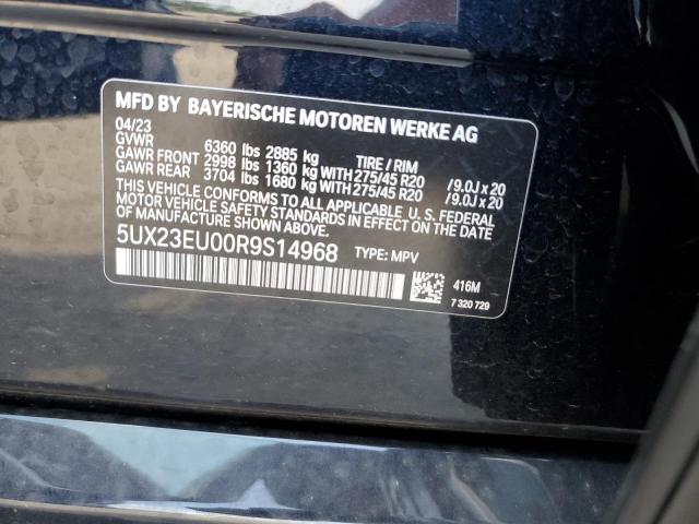 5UX23EU00R9S14968 - 2024 BMW X5 XDRIVE40I Noir photo 12