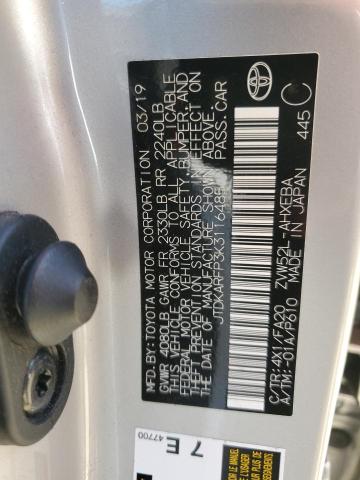 JTDKARFP3K3116485 - 2019 TOYOTA PRIUS PRIM 银色 照片 12