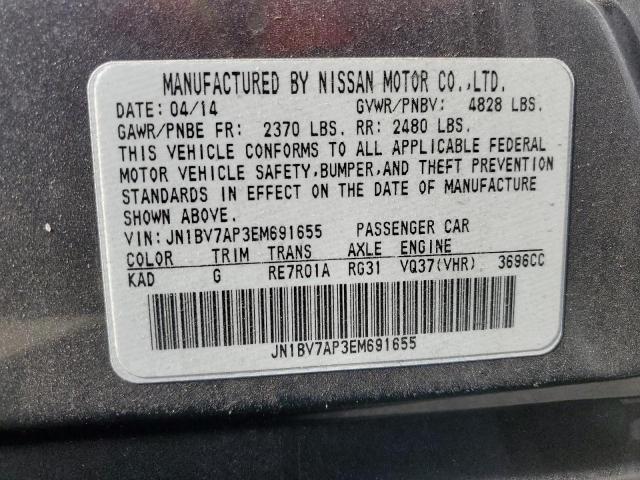 JN1BV7AP3EM691655 - 2014 INFINITI Q50 BASE GRAY photo 12