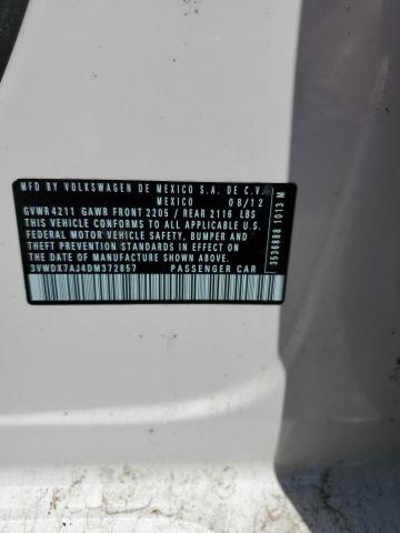 3VWDX7AJ4DM372857 - 2013 VOLKSWAGEN JETTA SE თეთრი ფოტო 12