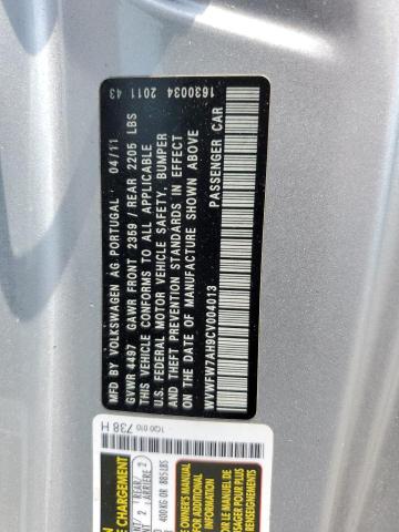 WVWFW7AH9CV004013 - 2012 VOLKSWAGEN EOS LUX 银色 照片 12