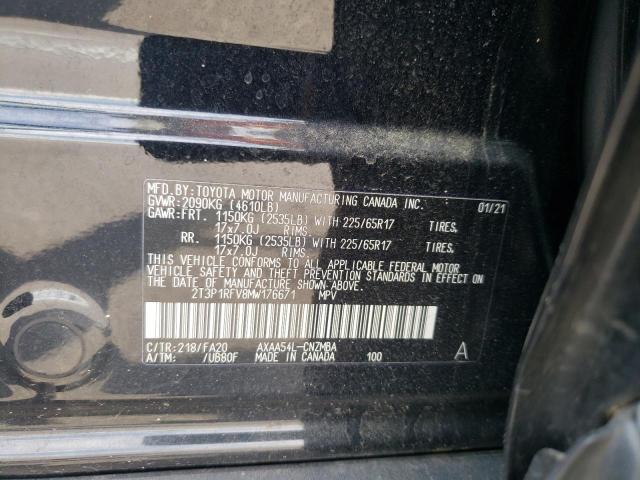 2T3P1RFV8MW176671 - 2021 TOYOTA RAV4 XLE BLACK photo 14