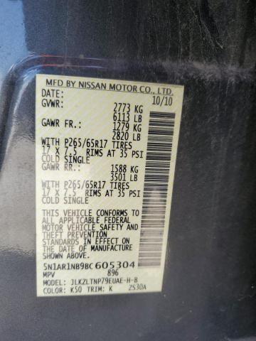 5N1AR1NB9BC605304 - 2011 NISSAN PATHFINDER S GRAY photo 13