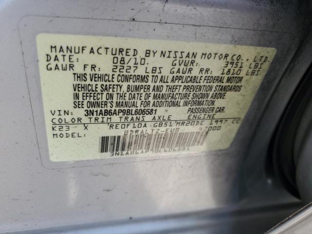 3N1AB6AP9BL606581 - 2011 NISSAN SENTRA 2.0 SILVER photo 12