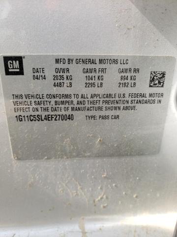 1G11C5SL4EF270040 - 2014 CHEVROLET MALIBU 1LT SILVER photo 12