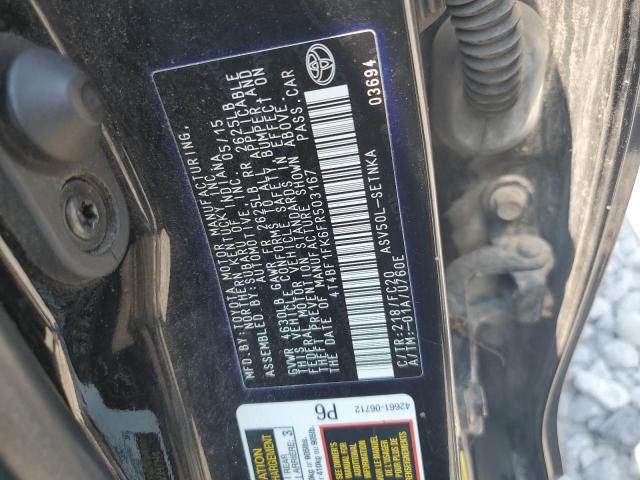 4T4BF1FK6FR503167 - 2015 TOYOTA CAMRY LE BLACK photo 12