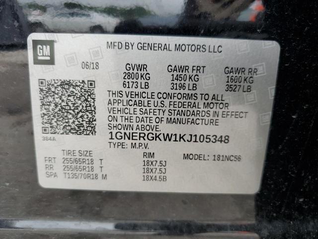 1GNERGKW1KJ105348 - 2019 CHEVROLET TRAVERSE LT BLACK photo 14