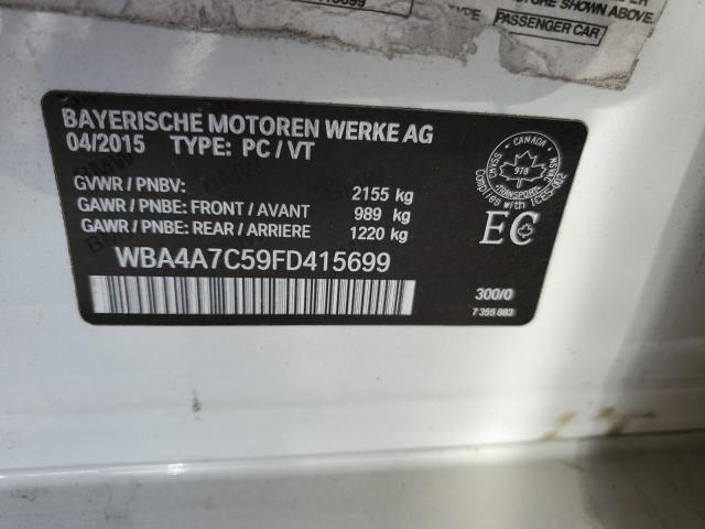 WBA4A7C59FD415699 - 2015 BMW 428 XI GRAN COUPE WHITE photo 12