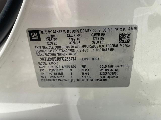 3GTU2WEJ8FG253474 - 2015 GMC SIERRA K1500 DENALI WHITE photo 10