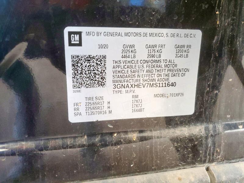 3GNAXHEV7MS111640 - 2021 CHEVROLET EQUINOX LS BLACK photo 14