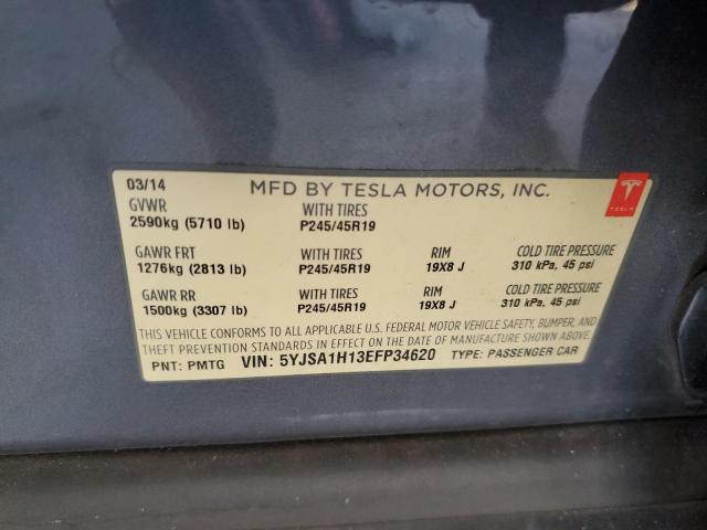 5YJSA1H13EFP34620 - 2014 TESLA MODEL S 灰色 照片 13