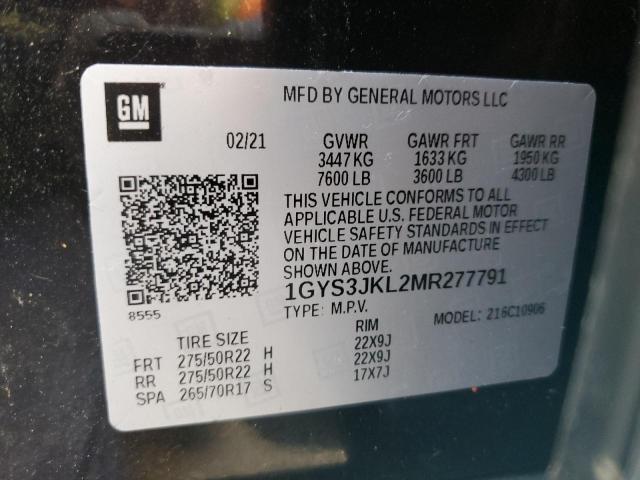 1GYS3JKL2MR277791 - 2021 CADILLAC ESCALADE ESV LUXURY BLACK photo 13