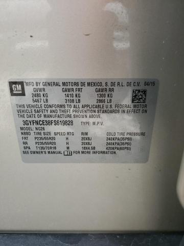 3GYFNCE38FS619828 - 2015 CADILLAC SRX PERFORMANCE COLLECTION Beige photo 12