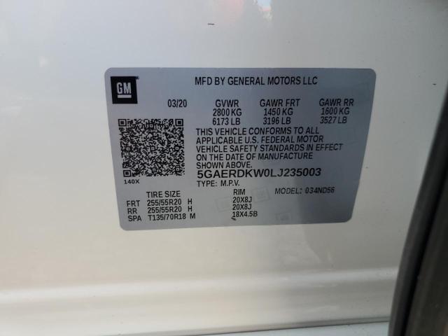 5GAERDKW0LJ235003 - 2020 BUICK ENCLAVE AVENIR WHITE photo 13