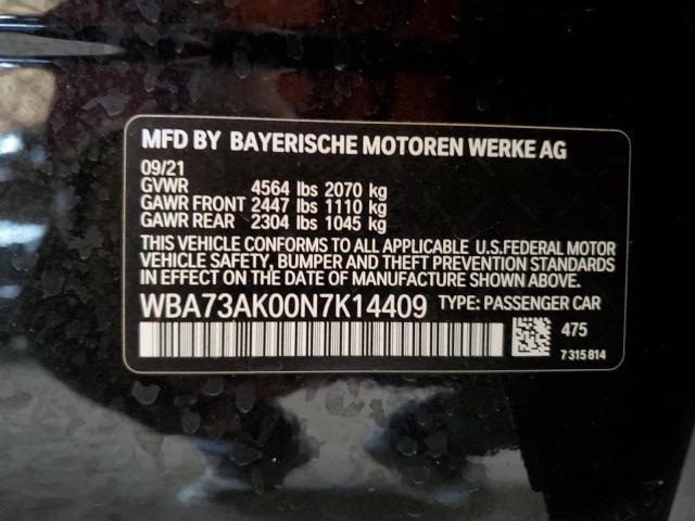 WBA73AK00N7K14409 - 2022 BMW 228XI BLACK photo 12