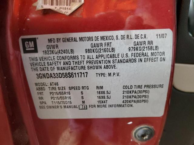 3GNDA33D58S611717 - 2008 CHEVROLET HHR LS 勃艮第红 照片 12