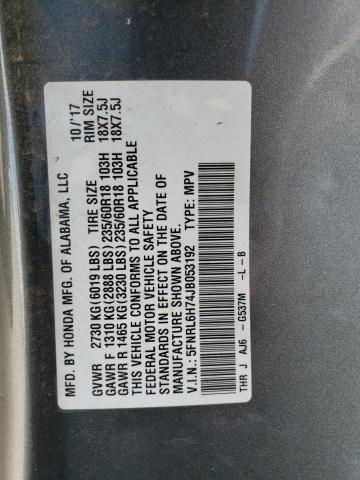 5FNRL6H74JB053192 - 2018 HONDA ODYSSEY EXL GRAY photo 13