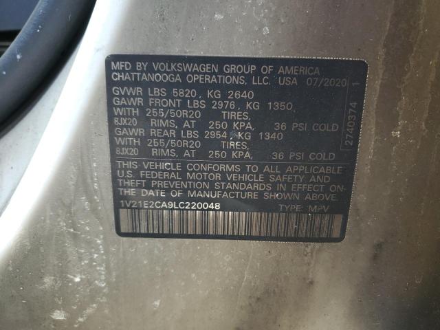 1V21E2CA9LC220048 - 2020 VOLKSWAGEN ATLAS CROS SE Белый фото 13