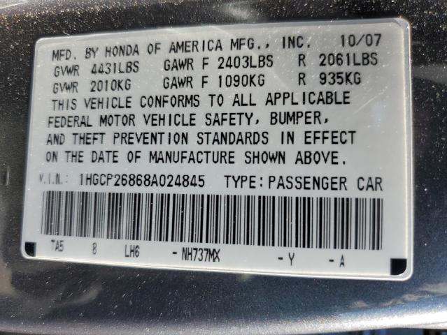 1HGCP26868A024845 - 2008 HONDA ACCORD EXL GRAY photo 13