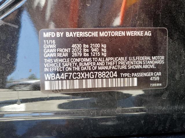 WBA4F7C3XHG788204 - 2017 BMW 430I GRAN COUPE BLACK photo 12