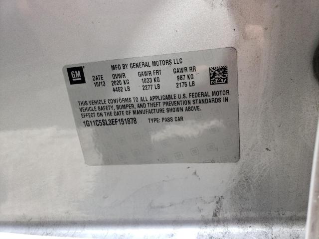 1G11C5SL3EF151878 - 2014 CHEVROLET MALIBU 1LT 银色 照片 12