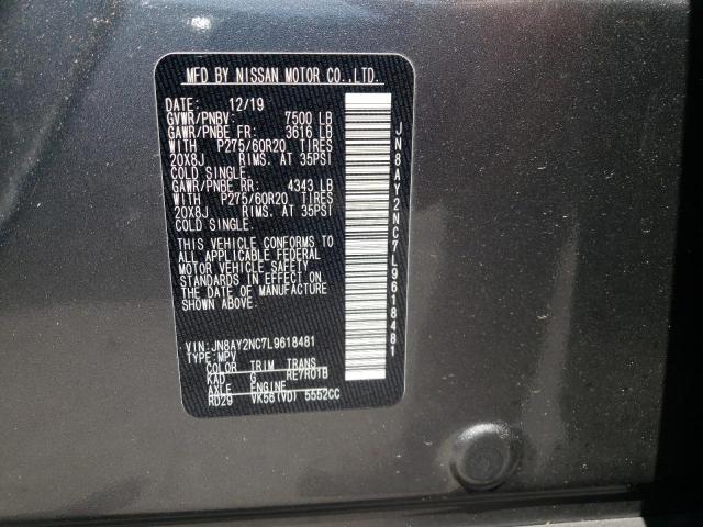 JN8AY2NC7L9618481 - 2020 NISSAN ARMADA SV SILVER photo 13