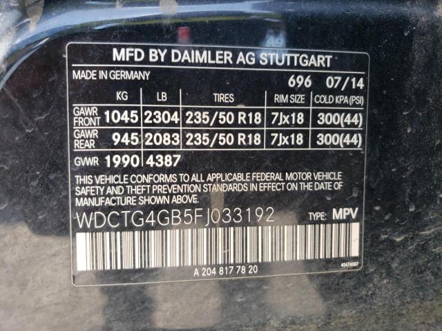 WDCTG4GB5FJ033192 - 2015 MERCEDES-BENZ GLA 250 4MATIC BLACK photo 13