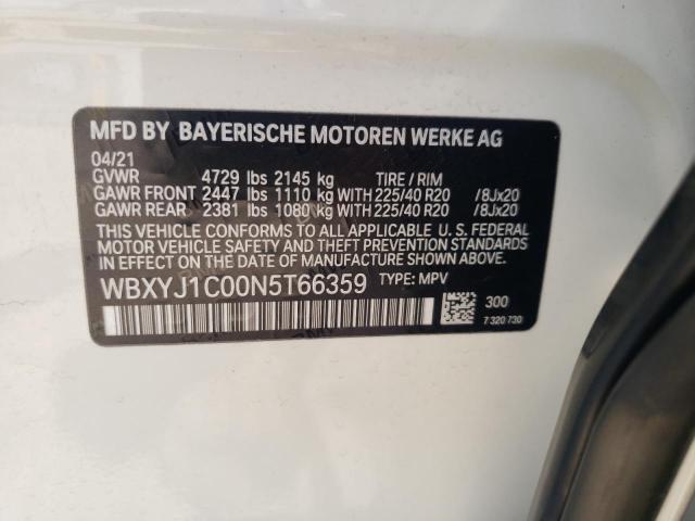 WBXYJ1C00N5T66359 - 2022 BMW X2 XDRIVE28I WHITE photo 12