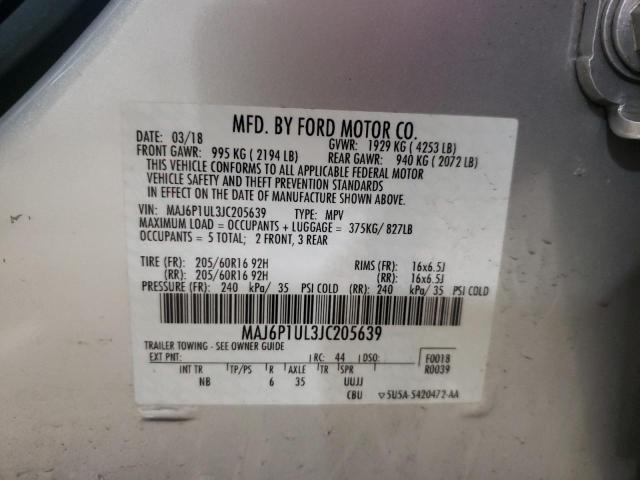 MAJ6P1UL3JC205639 - 2018 FORD ECOSPORT SE Plata foto 14