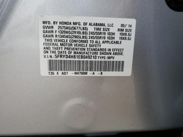 5FRYD4H81EB049210 - 2014 ACURA MDX ADVANCE SILVER photo 13