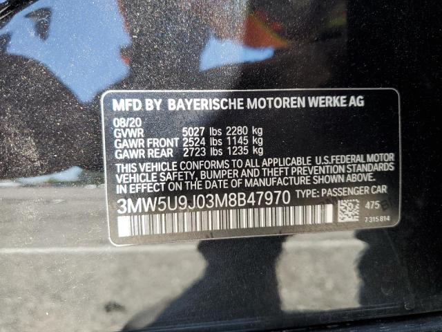 3MW5U9J03M8B47970 - 2021 BMW M340XI BLACK photo 12