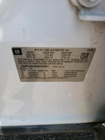 2CNFLGEW8A6376957 - 2010 CHEVROLET EQUINOX LTZ WHITE photo 12