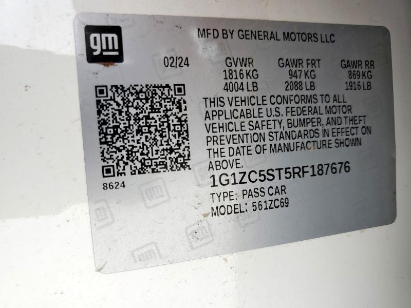 1G1ZC5ST5RF187676 - 2024 CHEVROLET MALIBU LS Blanco foto 12