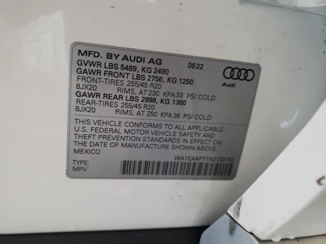 WA1EAAFY1N2133152 - 2022 AUDI Q5 PREMIUM PLUS 45 WHITE photo 14