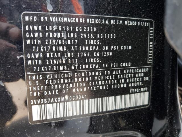 3VV3B7AXXMM070041 - 2021 VOLKSWAGEN TIGUAN SE BLACK photo 13