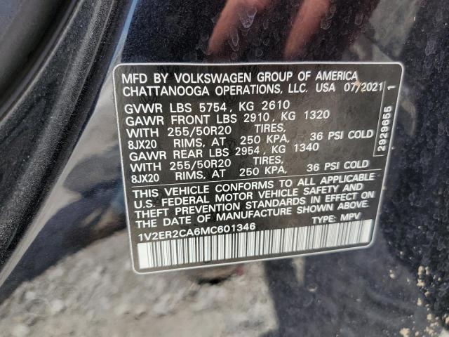 1V2ER2CA6MC601346 - 2021 VOLKSWAGEN ATLAS SEL BLACK photo 12