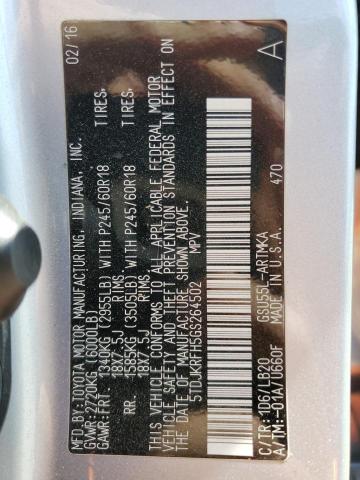 5TDJKRFH5GS264502 - 2016 TOYOTA HIGHLANDER XLE ვერცხლისფერი ფოტო 14