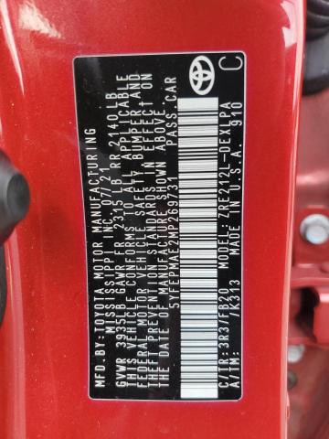 5YFEPMAE2MP269731 - 2021 TOYOTA COROLLA LE RED photo 12